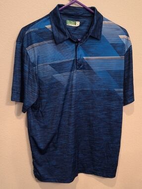 Hogan Men's Blue Patterned Tech Polo Performance Medium